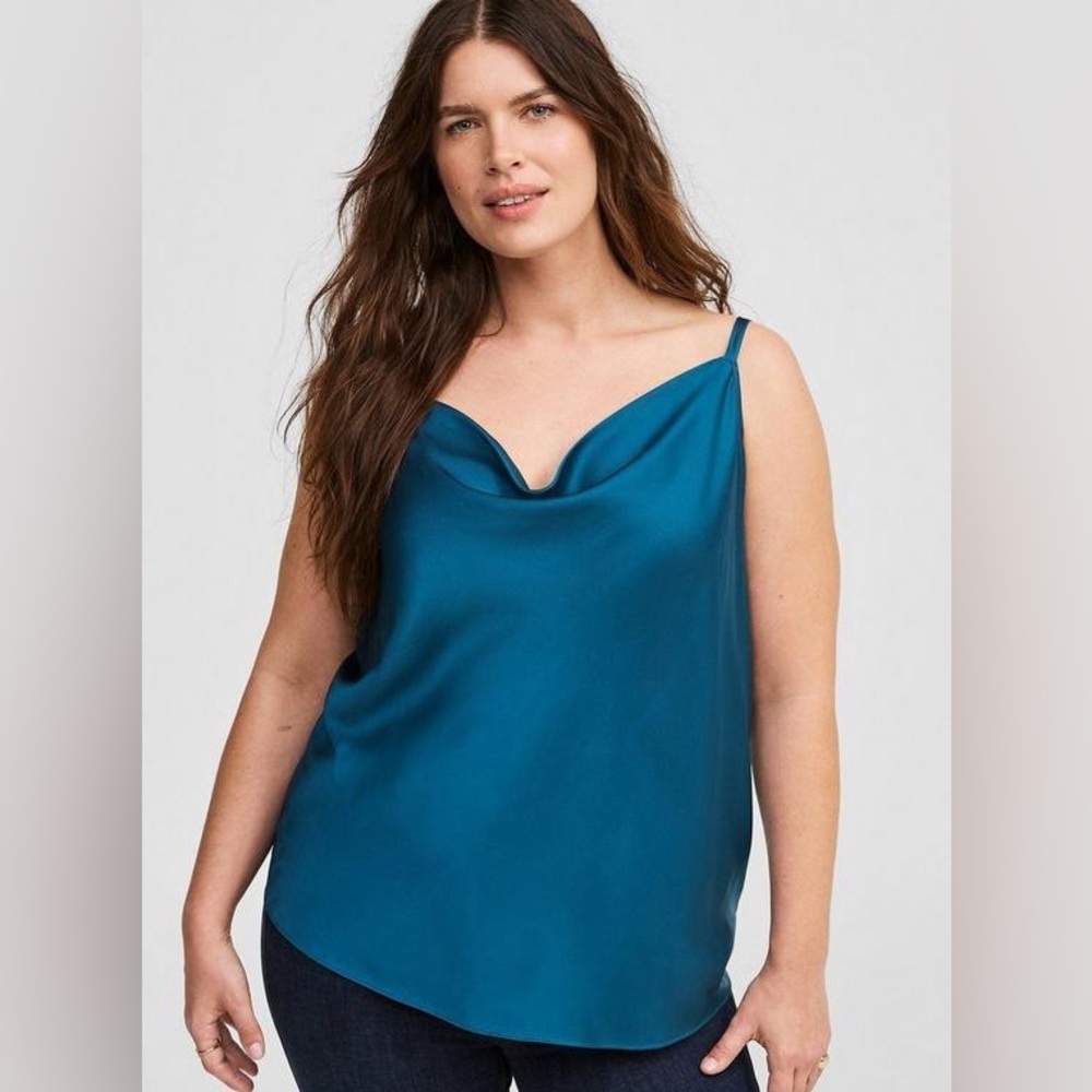 NWT Torrid Satin Cowl Neck Cami, Size 00 (M/L 10), Legion Blue